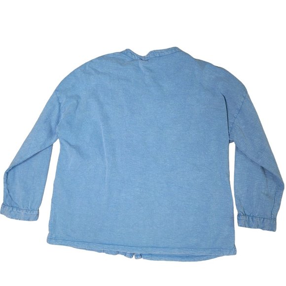 Caite floral embroidered soft long sleeve button up chambray blue shirt sz small - Picture 2 of 4